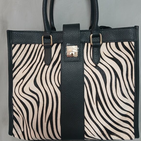 LA Marey Zebra Tote - Picture 1 of 11